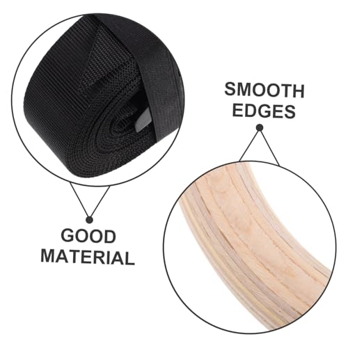 UPKOCH Wooden Gymnastics Rings with Adjustable Straps Bodyweight Training Equipment for Versatile Home Workouts and Strength Building Natural Design