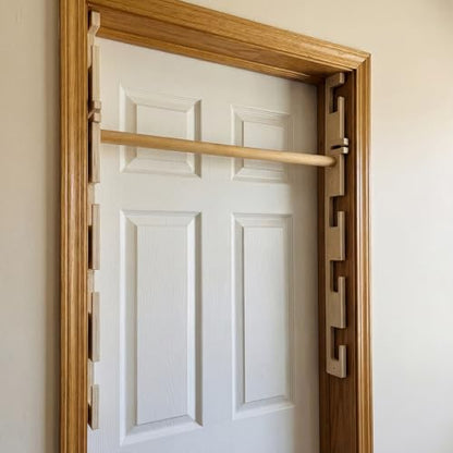 Leinuosen Doorway Pull-up Bar Sets Adjustable 5 Levels Wooden Doorway Pull-up Bar and 2 Door Frame with 6 Sets of Screw-in Heavy-duty Door-mounts to Fits 118cm - size: 150kg Load Capacity, style: with Locks