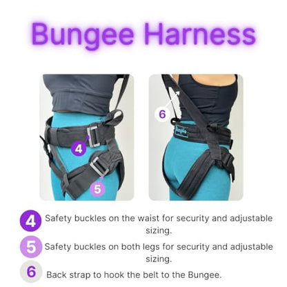 BUNGEE Harness Supports 25-95 kg Weight. Include the Harness & 1 Month Free Access to Videos, Music & Workouts - size: Large