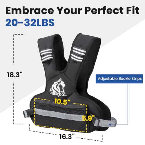 LIONSCOOL Adjustable Weighted Vest for Men and Women - size: 20-32LB