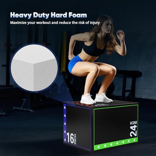3 in 1 Plyo Box,High Density EPE Core and Non-Slip & Easy to Clean PVC Leather Cover,Exercise Box Home Gym Workout Trainer for Plyometric Jump Training,HIIT Workouts and Lower Body Strength