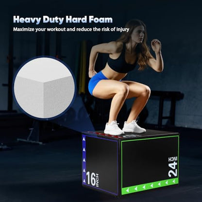 3 in 1 Plyo Box,High Density EPE Core and Non-Slip & Easy to Clean PVC Leather Cover,Exercise Box Home Gym Workout Trainer for Plyometric Jump Training,HIIT Workouts and Lower Body Strength