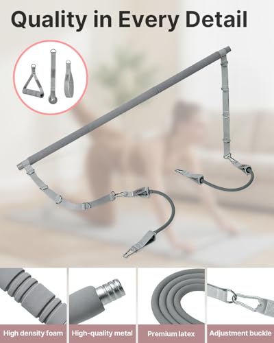 YOTTOY Pilates Bar Kit with Resistance Bands - 3-Bar Pilates Workout Equipment for Legs, Hips, Waist & Arms Workout, Portable Home Gym Exercise Equipment for Women & Men
