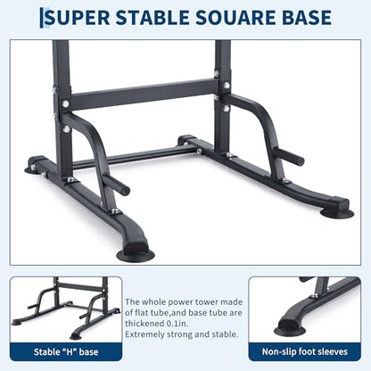 Adjustable Power Tower Pull Up Dip Station Multifunction Strength Training