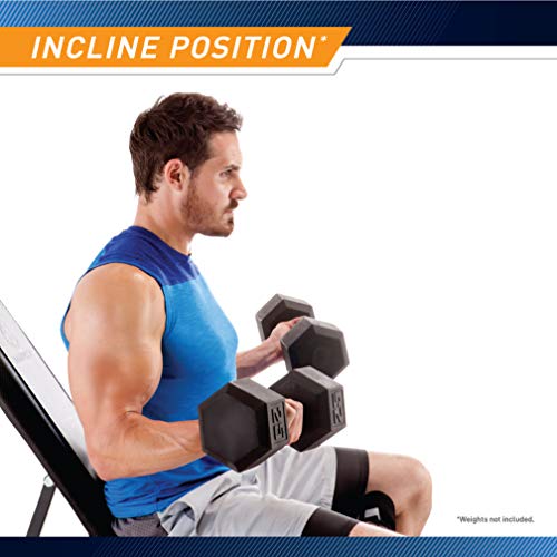 Marcy Exercise Utility Bench for Upright, Incline, Decline, and Flat Exercise SB-261W , Black , 42.00 x 19.00 x 51.00 inches