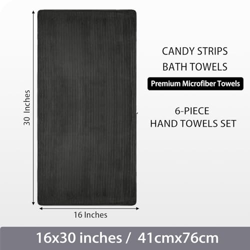 6 Pack Microfiber Hand Towels for Bathroom, 16"x30",Charcoal Gray - color: Charcoal Gray