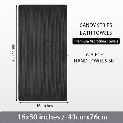 6 Pack Microfiber Hand Towels for Bathroom, 16"x30",Charcoal Gray - color: Charcoal Gray