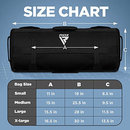 RDX Sandbag for Fitness Weights Training, Unfilled Power Bags with Handles, 5-200 LBs Adjustable Weighted Slam Bag for Strength Powerlifting Running Heavy Workout Home Gym Exercise, Sold AS UNFILLED