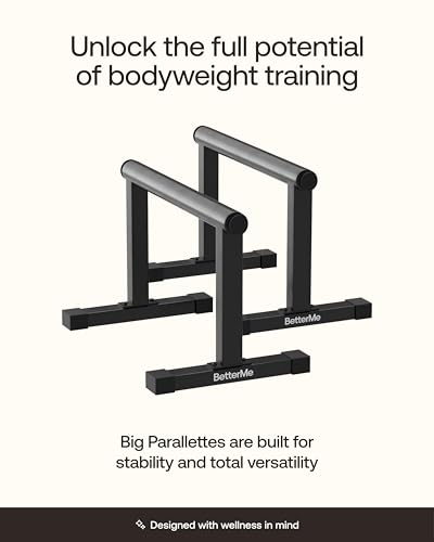 BetterMe Push Up Bars - Steel Parallettes for Calisthenics and Strength Training - Heavy Duty Pushup Bars for L Sits, Handstands and Planche - Stable Push Up Stands for Men