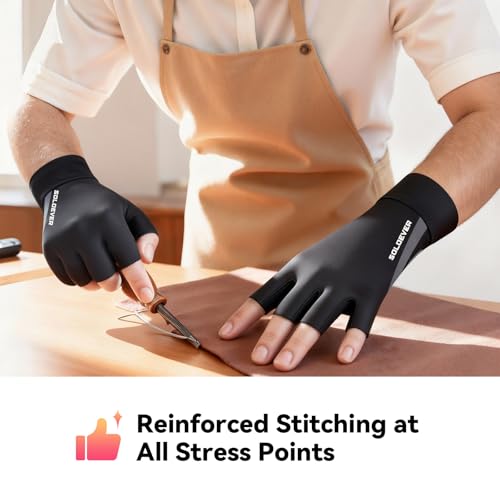 All-Around Copper Arthritis Gloves, Carpal Tunnel Pain Relief Gloves, Breathable & Anti-Slip Hand Compression Gloves for Rheumatoid, Tendonitis, Swelling, Fingerless Gloves Fit Men & Women 9.5"-10.2"
