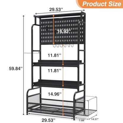 Lauren&Harold 56'' Taller Home Gym Storage Organizer with Hanging Board