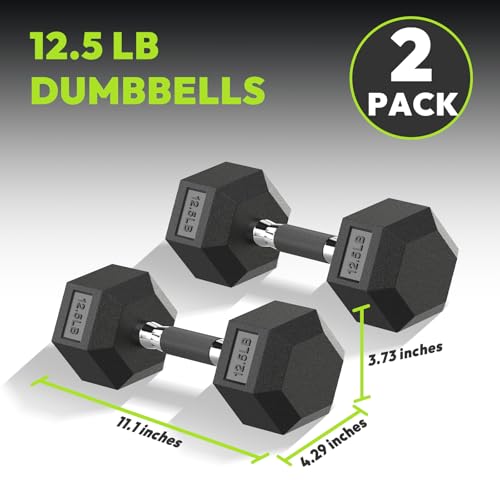 HANDBODE Hex Dumbbell Set, 2.5-65 lb Rubber Encased Exercise & Fitness Dumbbells, Weights Dumbbells Set of 2, Hand Weight for Strength Training - size: 12.5 lb, Pair, style: Rubber Handle