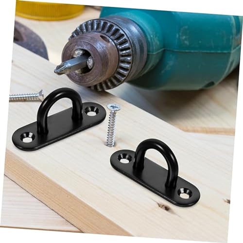 Heavy Duty Black Zinc Galvanized Steel Hammock Ceiling Hook Pad Eye Plates Corrosion Resistant (2 Pack M6 Zinc Black) - color: 2-PACK M6 ZINC BLACK