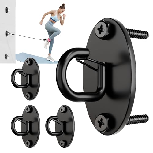 Resistance Band Wall Anchors System, Wall Mount Workout Anchors for Exercise Bands, Space-Saving Home Gym Hooks for Different Levels Strength Training,Fitness - color: Elastic buckle Hooks-Black-4Pcs