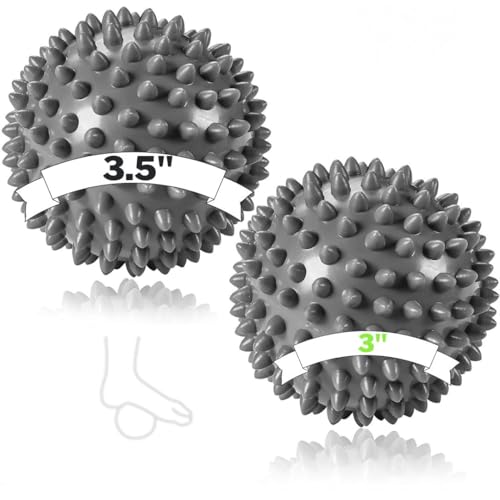Plantar Fasciitis Foot Massage Ball for Pain Relief - Firm & Spikey Set of 2 - Spiky Reflexology, Neck, Trigger Point Therapy, Myofascial Pain Massage On Sore Muscles - Manual Massager for Back, Feet