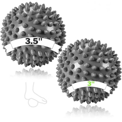 Plantar Fasciitis Foot Massage Ball for Pain Relief - Firm & Spikey Set of 2 - Spiky Reflexology, Neck, Trigger Point Therapy, Myofascial Pain Massage On Sore Muscles - Manual Massager for Back, Feet