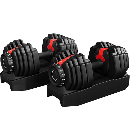 Yaheetech Adjustable Dumbbell Set Free Weights for Home Gym 15-in-1 Quick Lock Adjustable Dumbbells Interchangeable Women Men Full Body Strength Training with Anti-Slip Handle Black