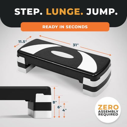 BalanceFrom 31-inch Aerobic Step Platform Trainer with 3 Adjustable Risers - color: White