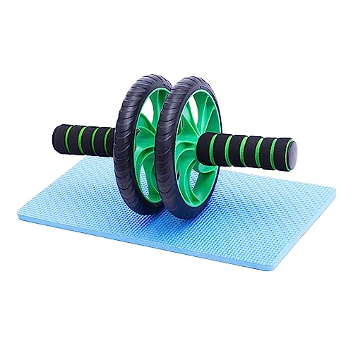 Dual-wheel Abdominal Roller Knee Pad Device for Muscle Building and Endurance Training Green