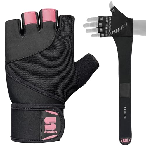 Stealth Sports Weight Lifting Gloves with Wrist Wrap Support Padded Palm Protection Exercise Gym Workout Gloves Men & Women Training Fitness Weightlifting Bodybuilding,E9 - color: Pink, size: Medium