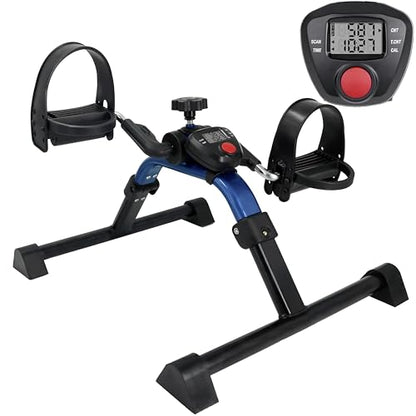 Vaunn Under Desk Bike Pedal Exerciser Ergometer with LCD Display – Mini Pedal Exerciser for Arm & Leg Workout, Folding Desk Cycle for Home Office, Physical Therapy & Low Impact Cardio - style: Royal Blue