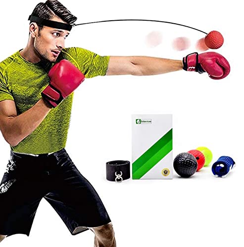 Boxing Reflex Ball Set with Handwraps - Boxball for Improved Hand-Eye Coordination Training, Box Ball, Boxballs, Boxing Ball with Headband, Head Reflex Ball, and More -3 Levels Box Ball Game