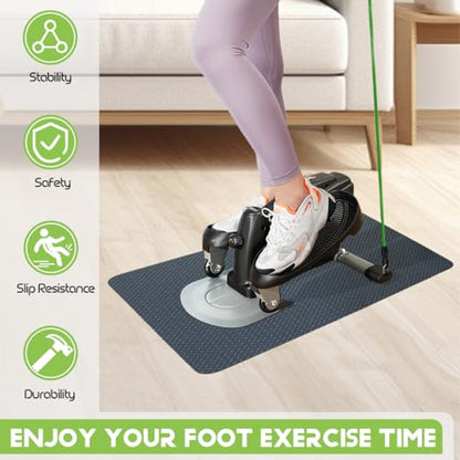 Upgraded Double-Sided Non-Slip Workout Mat, Stepper Exercise Machine & Under Desk Mini Elliptical Exercise Equipment, Anti-Slip Exercise Mat for Ellipse Leg Exerciser While Sitting