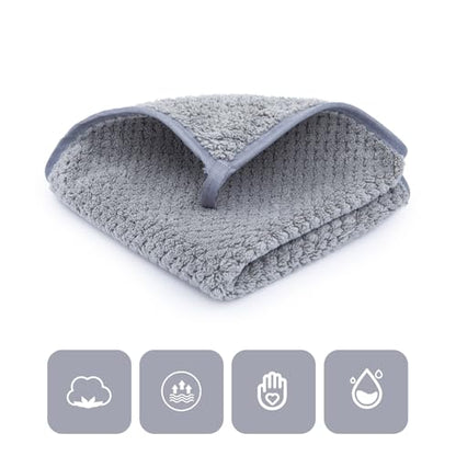 Washcloth Set for Bathroom - Quick Drying - Ultra Soft Microfiber Absorbent Towel for Bath Fitness, Gym, Shower, Hotel, and Spa - 13x13 Inch | Set of 6, Grey