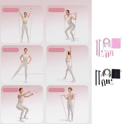 ZJchao 13 Pcs Resistance Bands Set with Reinforced Alloy Connectors and Soft Foam Padded Door Anchors for Strength Training Pilates
