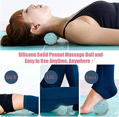 Peanut Massager Ball Set, Double Lacrosse Massage Ball and Mobility Ball for Physical Therapy, Myofascial Deep Tissue Trigger Point Massage Tool for Neck, Shoulder, Back, Legs, HIPS (Green)