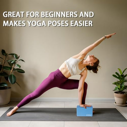Yoga Blocks 2 Pack - Non-Slip Yoga Brick & Foam Blocks Yoga Set, High-Density Pilates Block for Stretching, Meditation, and Exercise Blocks Foam, Ideal for Deep Poses - color: Blue