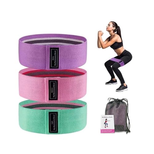 Hip Resistance Bands Set of 3, Fabric Loop Bands for Glutes, Legs and Squats, Light Medium Heavy, 15-45 lbs