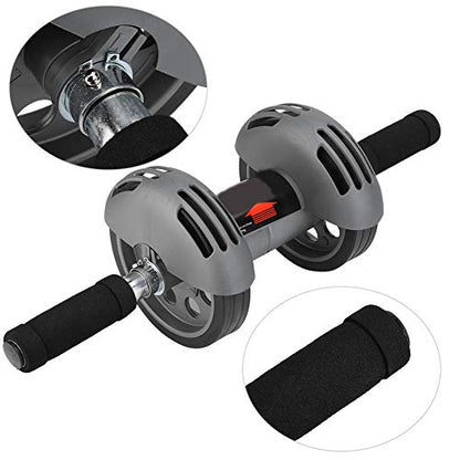 Ab Double Roller Workout System, Abdominal Exercise Roller Wheel with Dual Wheels and Knee Pad, Anti - Slip Foam Handles for Home Gym Core Training