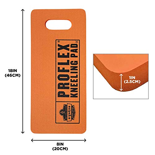 Ergodyne ProFlex 375 Kneeling Pad, Foam Knee Cushion, Water Resistant Kneeling Mat, 8" x 18" x 1,Orange, Compact