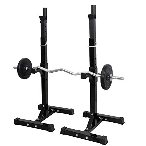 Pair of Adjustable Squat Rack 40inch-66inch Barbell Bracket Solid Steel Free Press Bench, Home Gym Portable Dumbbell Racks Stands, Family Sports Fitness Equipment,Black
