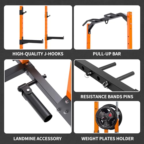 leikefitness Multifunction Power Tower Exercise Equipment,Pull Up Dip Station,Height Adjustable for Home Gym Strength Training Fitness Equipment,Dip Stands,Pull Up Bars,Push Up Bars,VKR - color: Orange