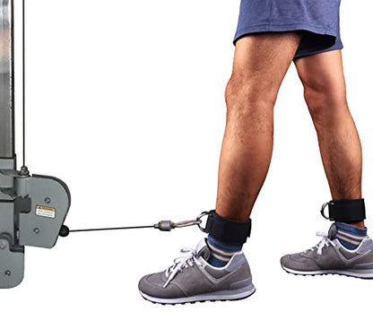 1 Pair of Fitness Ankle Straps for Cable Machine - Double D-Ring, Adjustable Comfort fit Neoprene - for Men and Women - color: Black