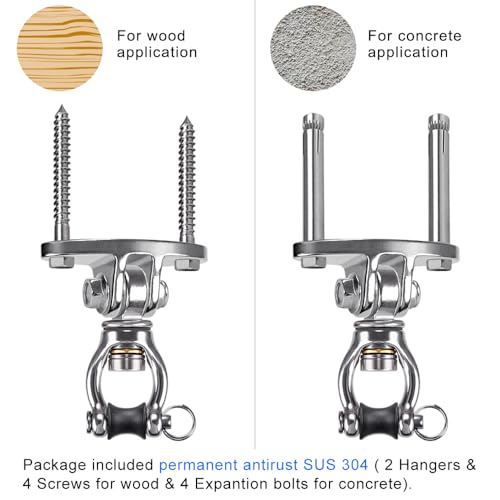 SELEWARE Silent Bearing Swivel Swing Hangers Stainless Steel Swing Hooks Ceiling Mount Bracket for Aerial Yoga Silks Swing Chair Heavy Bag Swing Set Indoor Outdoor Swing 2 Pack - color: 360° Bearing Swing Hanger ( 2 Pack )