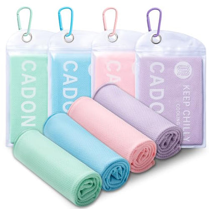 4 Pack Cooling Towel (40"x12"), Soft Breathable Chilly Towel, Ice Towel - color: Mint Green / Sky Blue / Sakura Pink / Light Purple