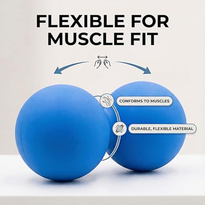 Blue Peanut Massage Ball Double Lacrosse Ball for Myofascial Release Deep Tissue Massage Tool for Trigger Point Therapy Relieve Muscle Pain in Neck Back Shoulders Hips & Legs Lightweight