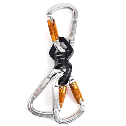 Aerial Silks Hardware Kit 30 KN Swing Swivel Aerial Yoga Hammock Rigging Aluminum Swivel Aerial Hoop Lyra Rotational Device Hanging Accessory - color: Black set 4