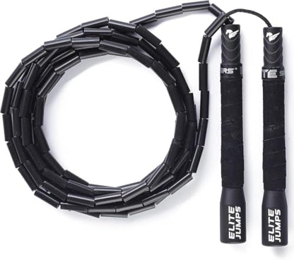 Elite Jumps - Do Hard Things 1” Beaded Jump Ropes | Crossover Jump Rope for Your Exercise Equipment | Segmented Jump Rope - color: Black