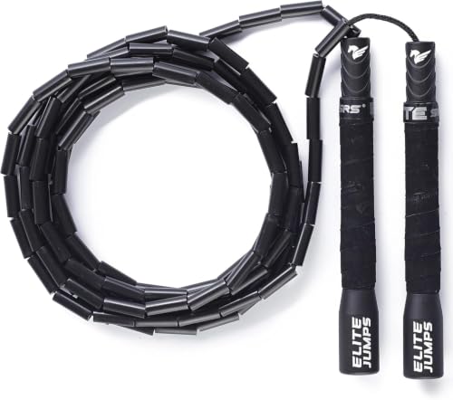 Elite Jumps - Do Hard Things 1” Beaded Jump Ropes | Crossover Jump Rope for Your Exercise Equipment | Segmented Jump Rope - color: Black