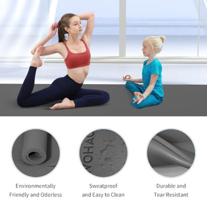 Extra Wide & Thick 8mm Yoga Mat, 72"x31.5" - color: Black