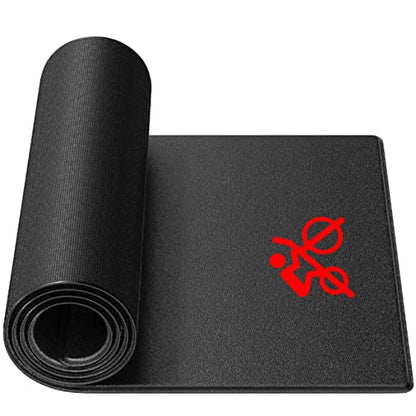 Bike Trainer Mat Compatible with Peloton Bike, for Treadmill & Row, THK 6mm, Under Mat Protect Hardwood Floor Carpet, Trainer Accessory for Indoor Stationary Exercise Bicycle - size: 36x72", style: Logo Style