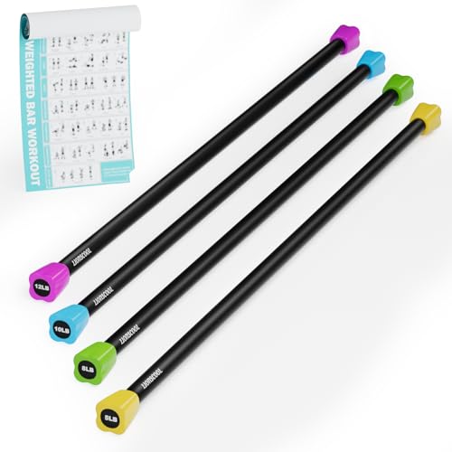 Workout Weighted Bar,Padded Exercise Weight Bar, Solid Steel Stretching weighted bar set for Body Sculpting, Physical Therapy,Body Toning - size: Set of 4-5LB, 8LB,10LB and 12LB