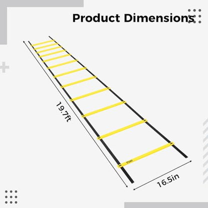 Agility Ladder, 19.7 ft PE Footwork Ladder, 16.5 in Wide Speed and Balance Training Equipment with Storage Bag for Soccer, Multi Sport Youth Athletics, Child Coordination Drills