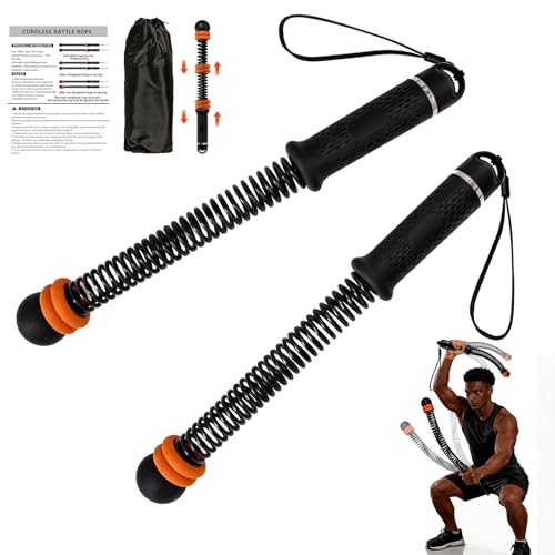 Portable Weighted Ropeless Battle Ropes, Adjustable Cordless Battle Rope Non-Slip Handle with Storage Bag for Home Gym, Fitness Equipment for Women Men HIIT Cardio Strength Training - size: BLACK
