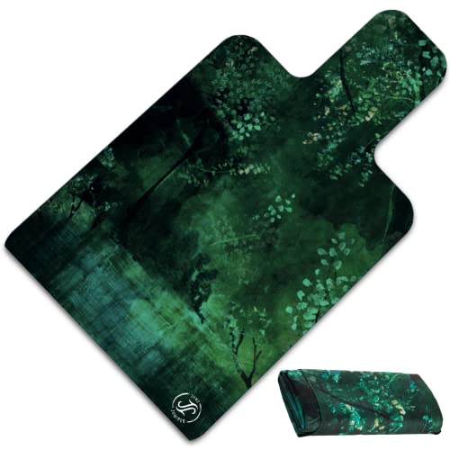 Pilates Reformer Mat and Towel - Exercise Fitness Gym Mat - Mini Travel Yoga Mat With Black Rubber Backing - Lightweight Non-Slip Portable Mat With Carry Bag - Pilates Socks Optional - color: Patronus Forest