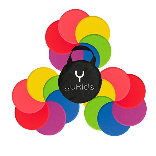 Poly Spot Markers - Non-Slip Rubber Agility Dots - Perfect for Sports (e.g. Soccer, Basketball) and Gym Training, Dance Class, PHYS Ed (PE) Equipment and Classroom Org (Set of 18)